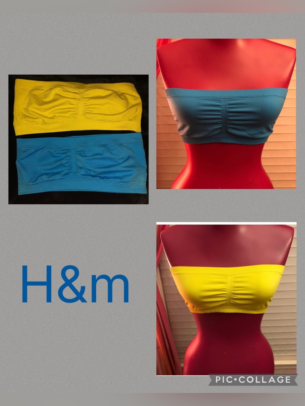 H&M 2 pack of Bandeau bras blue and neon yellow size 10 (m)
